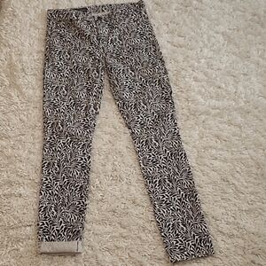 J.Crew Toothpick Skinny Jeans Fern Print Blue White Mid-Rise Womens 27 / 4